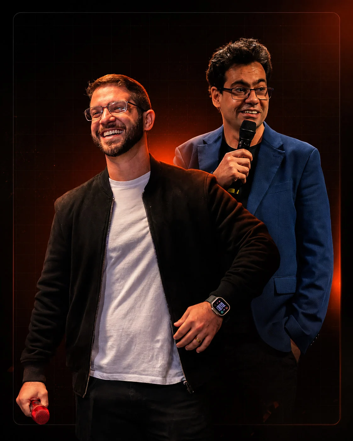 Anthony Nichols e André Cia, founders da COPY S/A, no palco da imersão